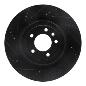 Land Rover Defender 110 Brake Rotor (1) - Rear Left - R1 Concepts - Drilled & Slotted - Black - `13-`25